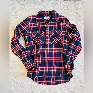 Aritzia Red and Blue Plaid Button Down Shirt